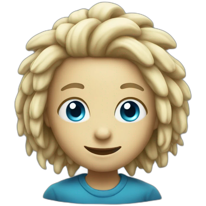 A cute Alien with blue eyes and blonde dreadlocks smiling emoji