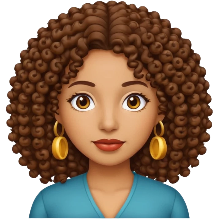 Chica Morena pelo rulo emoji