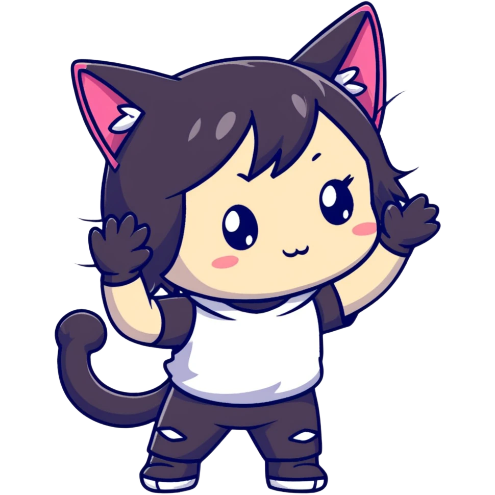 Chibi anime character with cat ears emoji