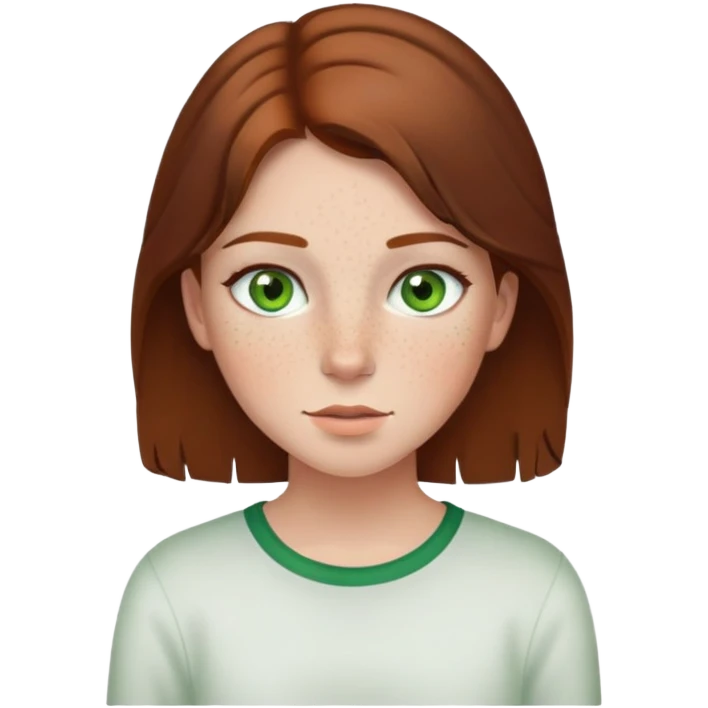 girl with brown hair green eyes and freckles emoji