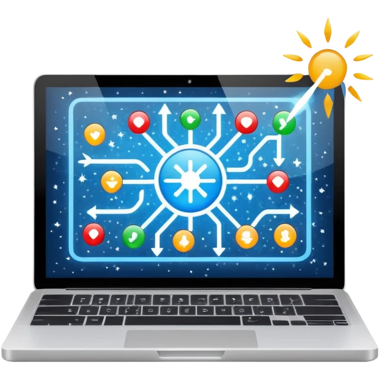laptop screen showing a plan diagram with sparkles emoji