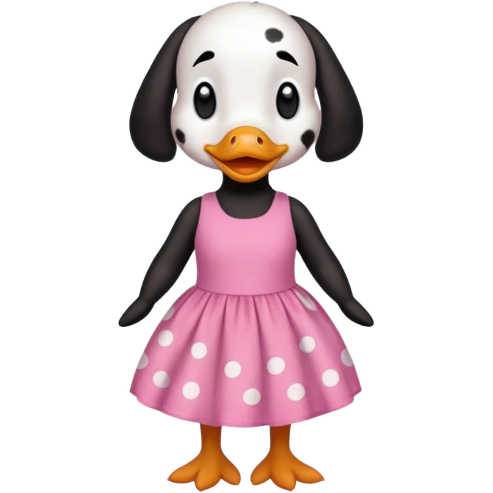 Dalmation duck with pink dress emoji