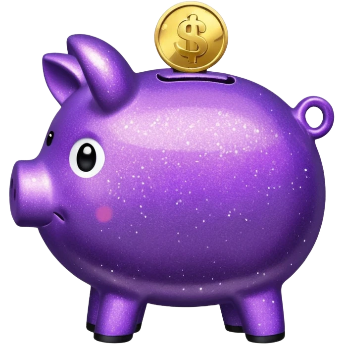money in a glitter purple piggy bank emoji
