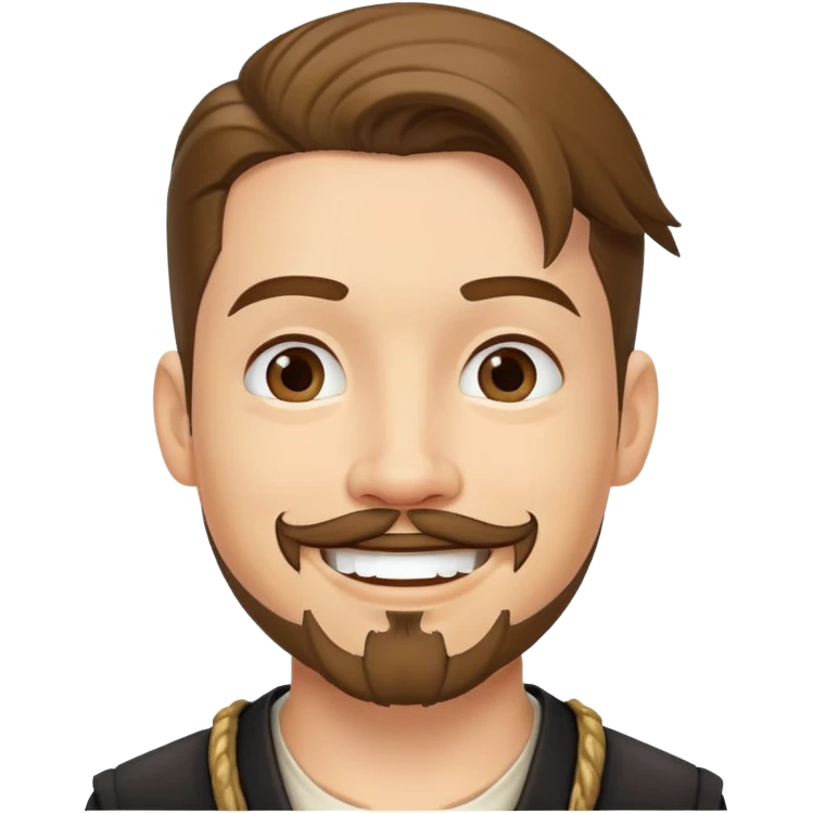 "- Nam
- 30 tuổi
- Da trắng
- Râu quai nón
-  Cướp biển caribe
- Cười tươi emoji