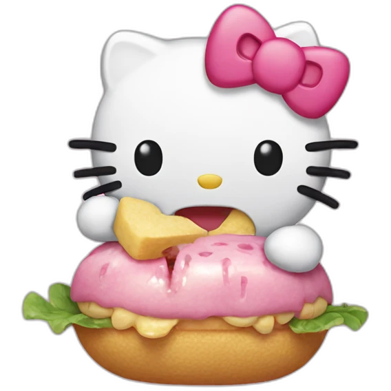 Hello kitty eating emoji