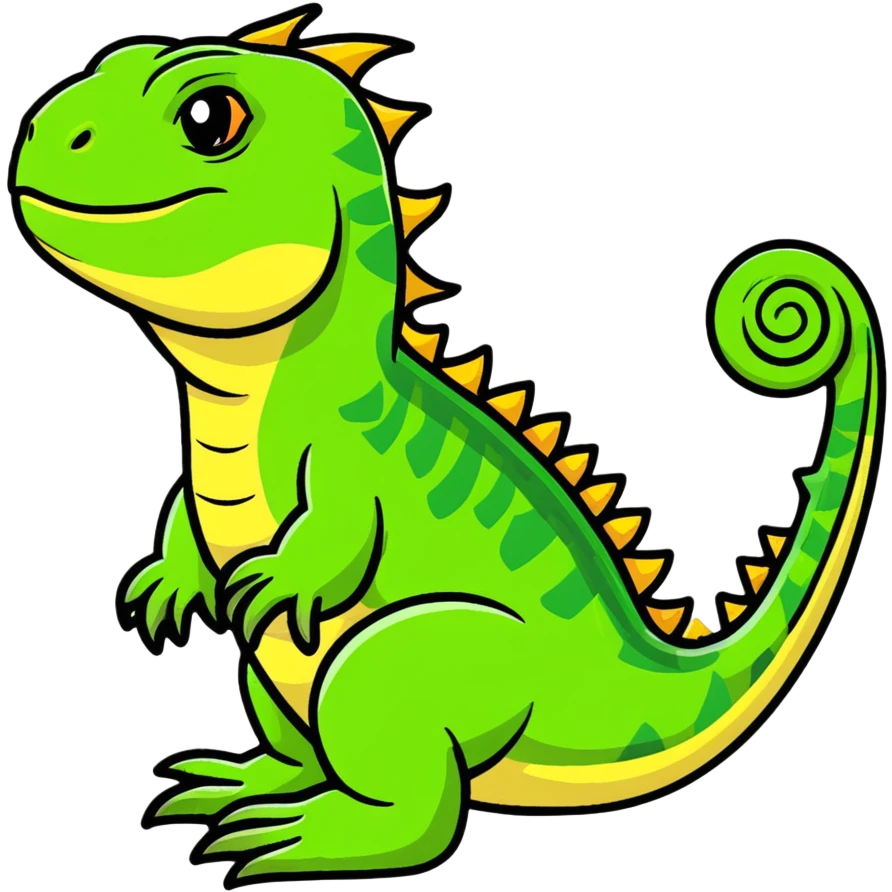 Friendly iguana reptile with detailed scales and spiny crest emoji
