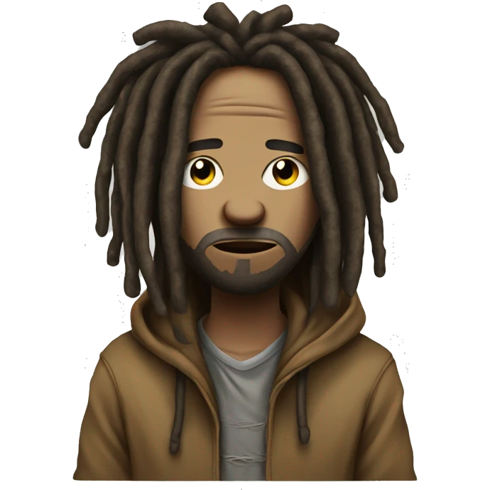a Dreadhead that has his Dreads covered his Eyes and Nose with a hoodie on emoji