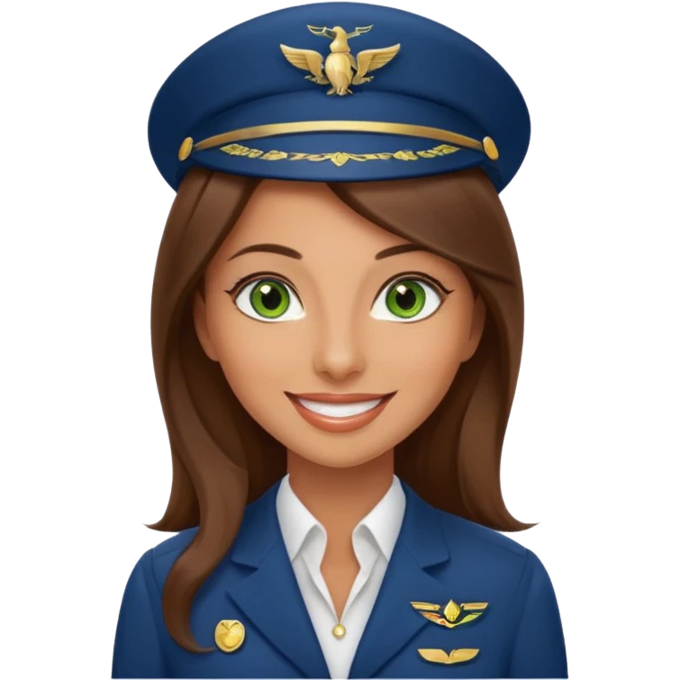 Stewardess Emirates with loung hair Green eyes emoji