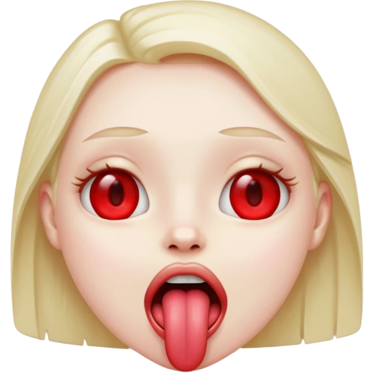 ohm red shiny eyes tongue out emoji