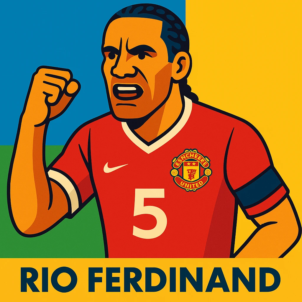 Rio Ferdinand, legendary English footballer, modern illustrated style emoji