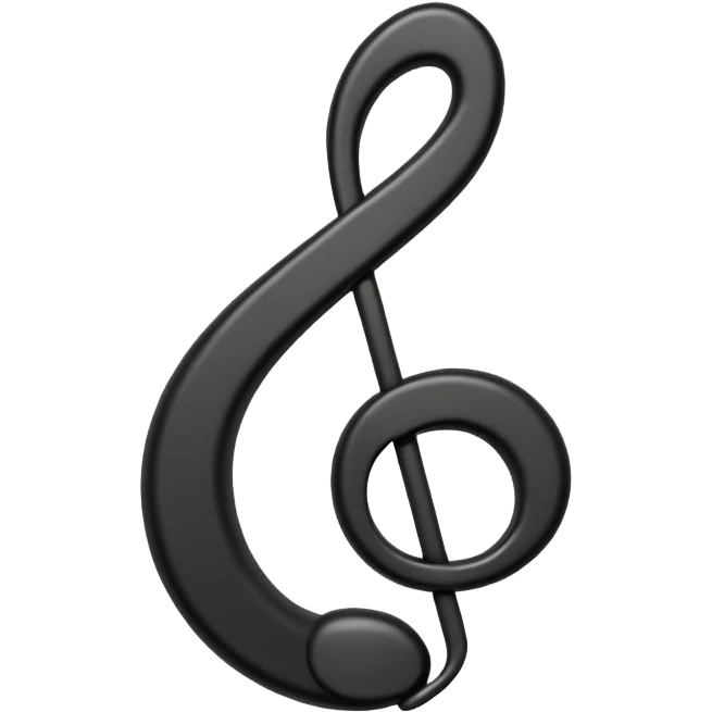 single musical note emoji, deep matte black metal material, smooth rounded geometry emoji
