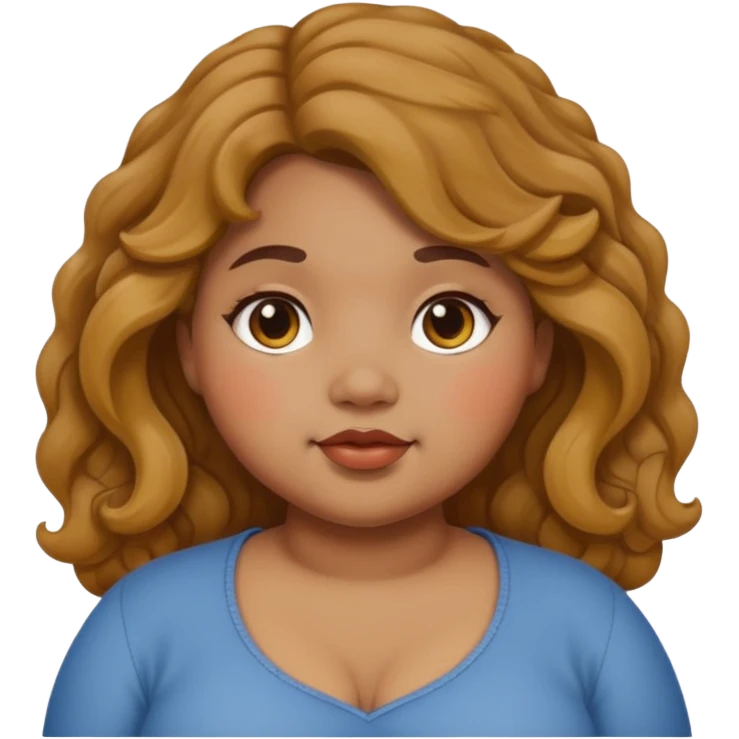 chubby girl with dusky skin tone and wavy hairs emoji