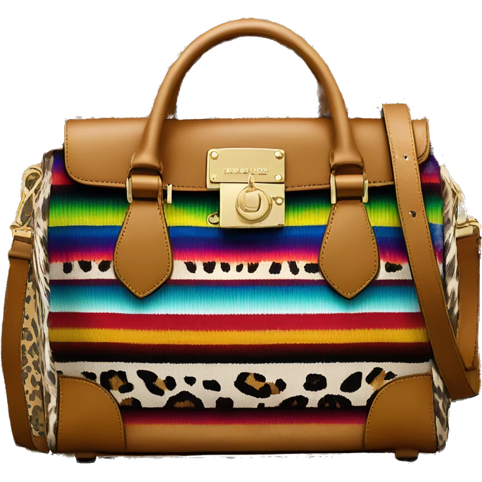 Realistic Michael kors serape with leopard print pattern satchel purse. emoji