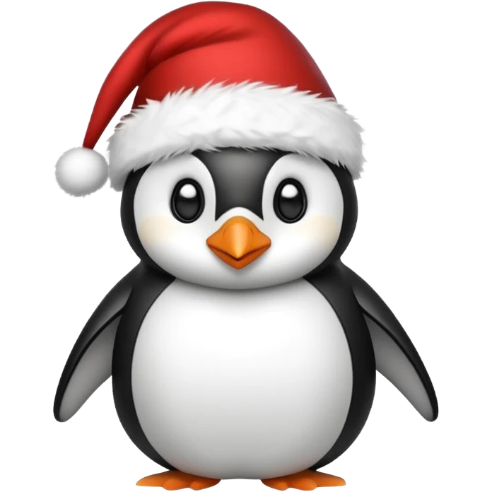 penguin wearing red hat of santa claus emoji