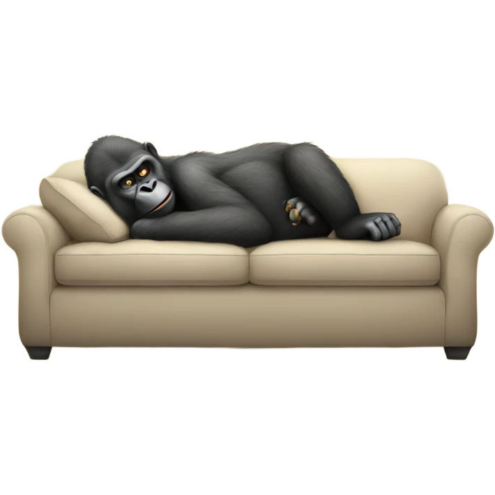 Cozy gorilla napping on a big couch emoji