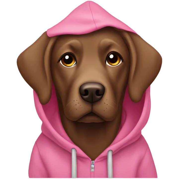 Brown Labrador with a pink hoodie emoji
