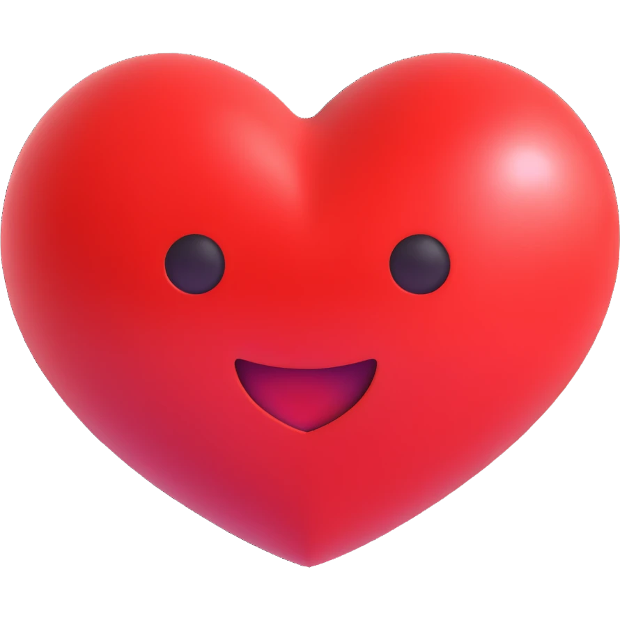 shiny and bold red heart 3D emoji style emoji
