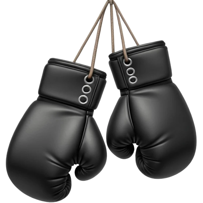 two black boxing gloves hanging emoji