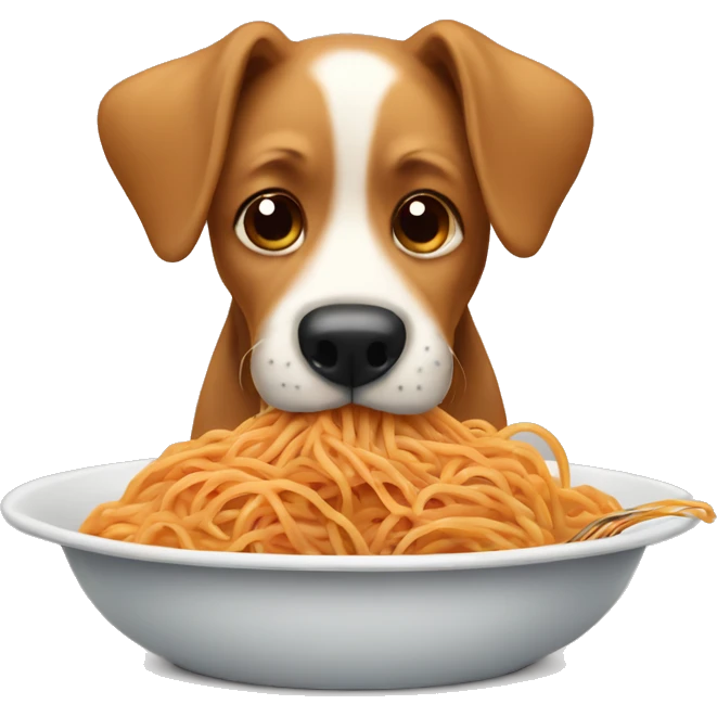 Dog eating spaghetti emoji