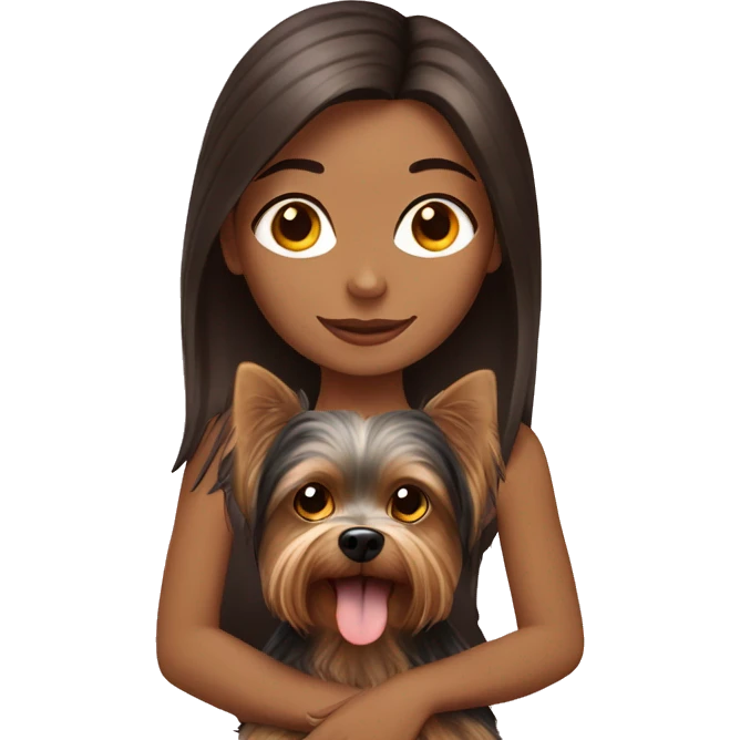 Brunette girl with yorkie dog emoji