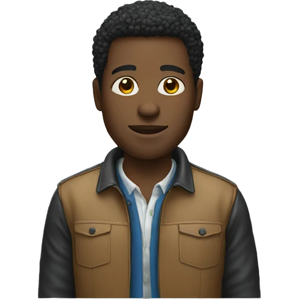 black man in shirt and jacket emoji