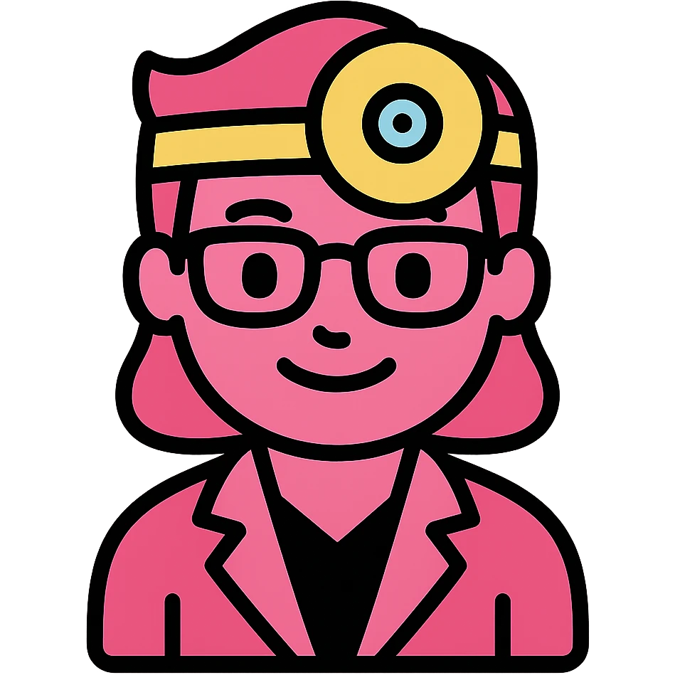 An eye doctor emoji with a pink color emoji