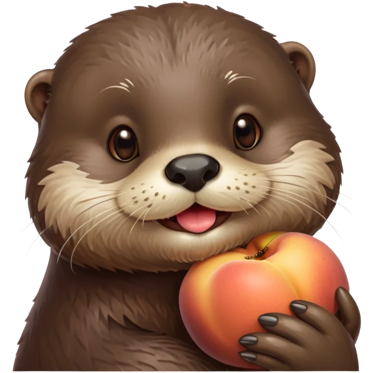 Otter rubbing a peach with his beard emoji