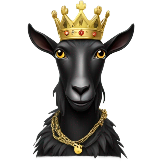Black Goat with a crown, with a 100 emblem chain, holding money  emoji