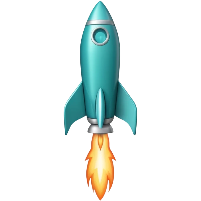 a little teal colored spoon that looks like a rocket ship blasting off emoji