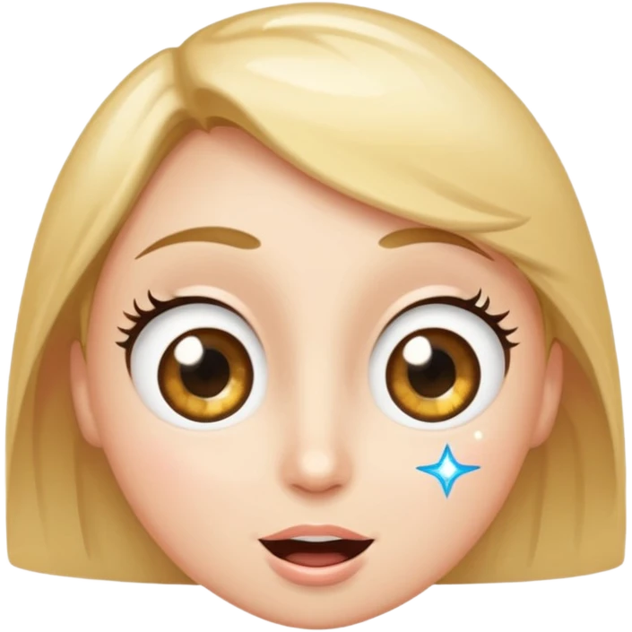 wide eyes open flying face with one eye winking, with sparkles emoji