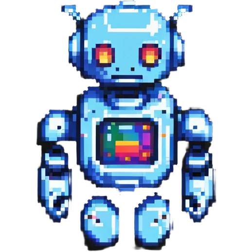 Pixelated robot coder, programming logo emoji