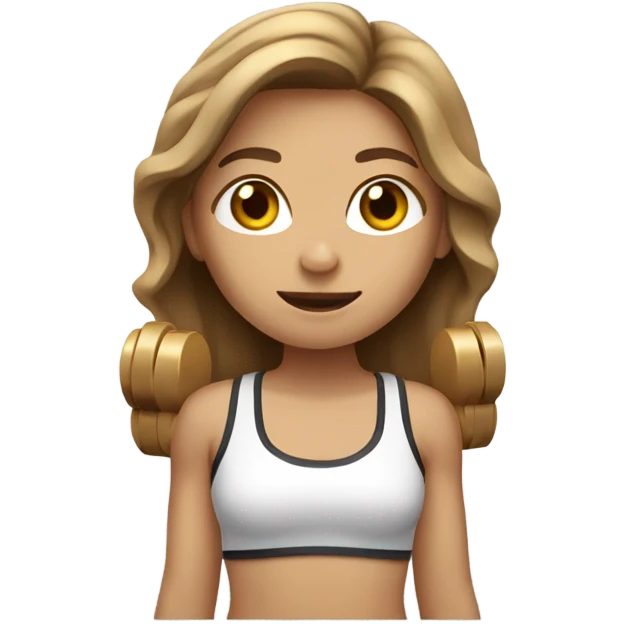 Light brown hair girl with dumbbells  emoji
