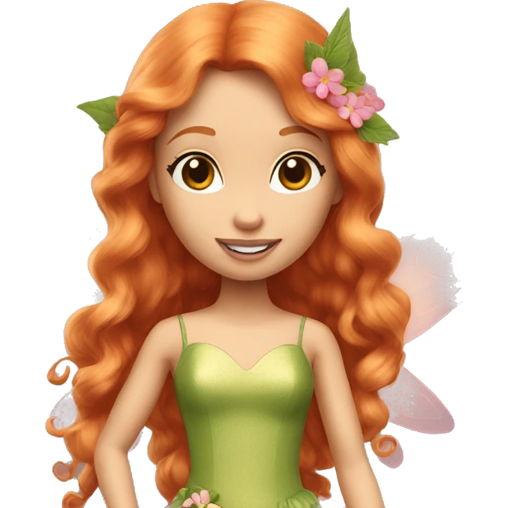 Beautiful ginger Barbie fairy emoji