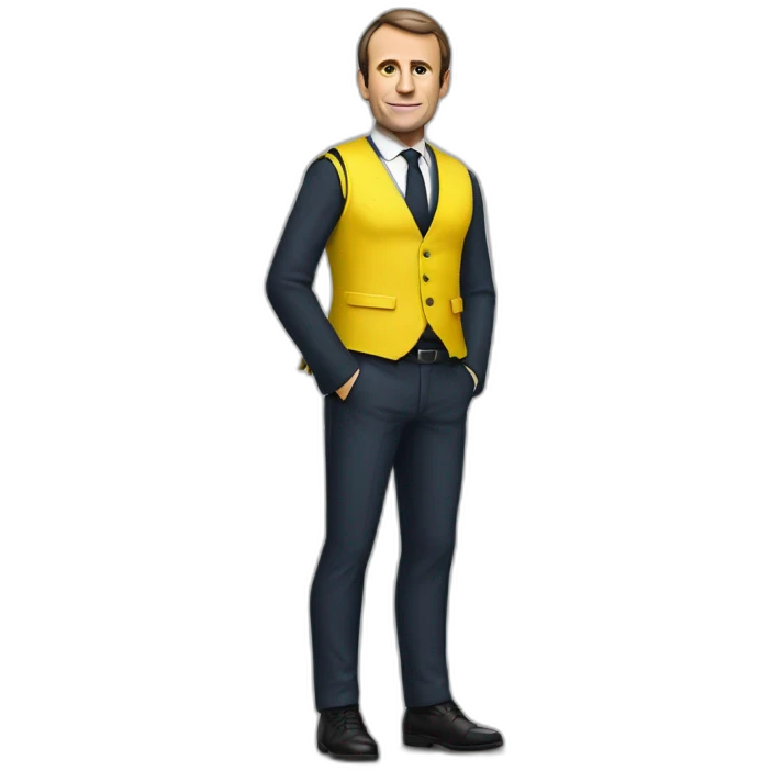 Emanuel Macron avec un gilet jaune. emoji
