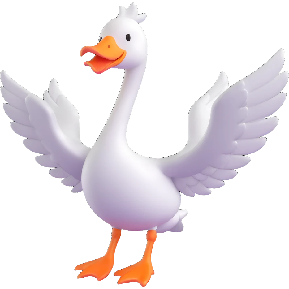 goose with wings fully extended in t pose emoji