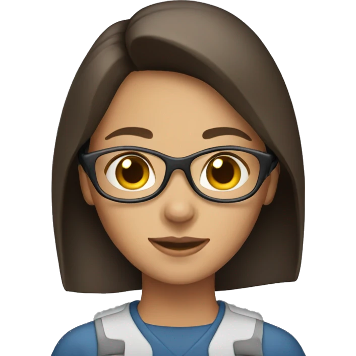 brunette woman with work headset emoji