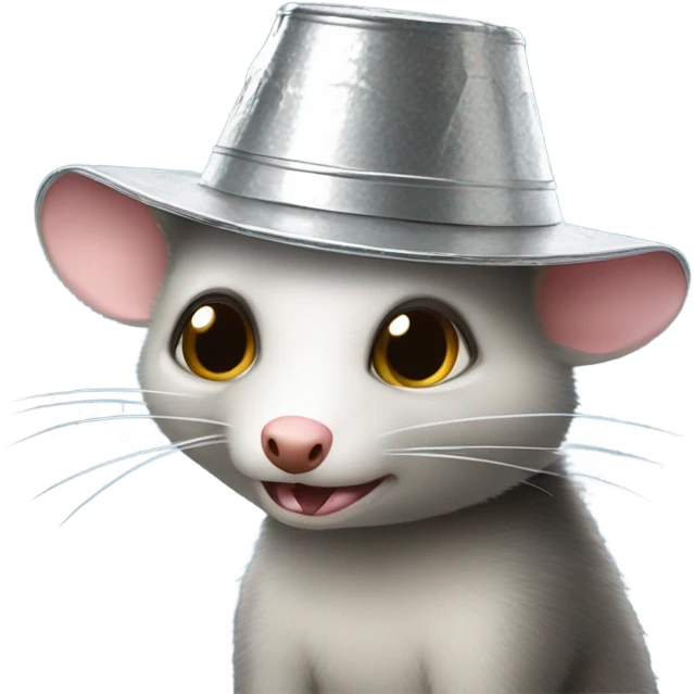Tin foil hat wearing possum emoji