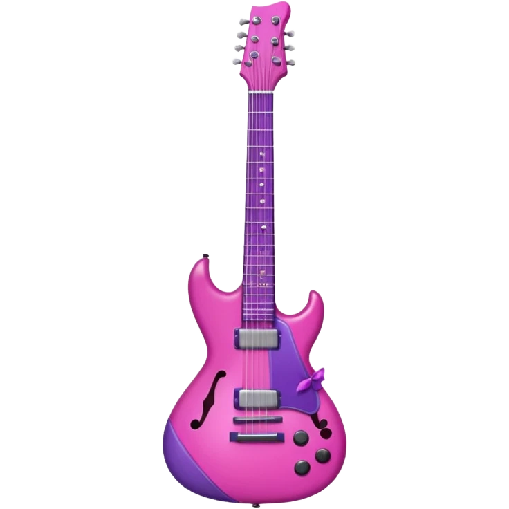 Dark pink/purple guitar with a cute little bow on it emoji