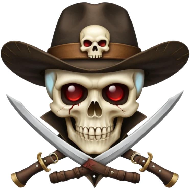 A skull and crossbones wearing a vampire hunter hat. emoji