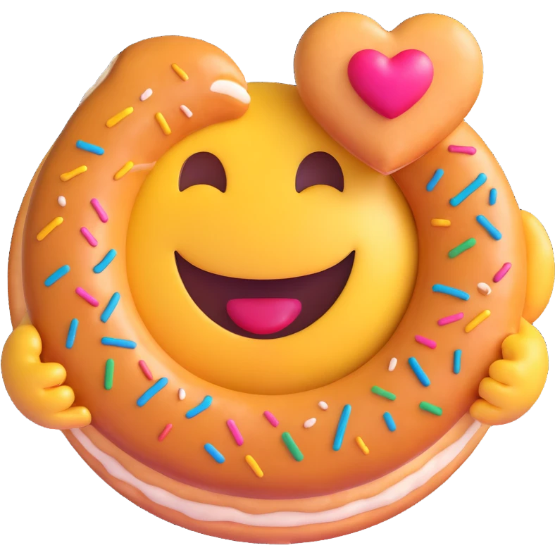 3D smiley emoji, round shape, in love: heart donut, smiling face, no body emoji