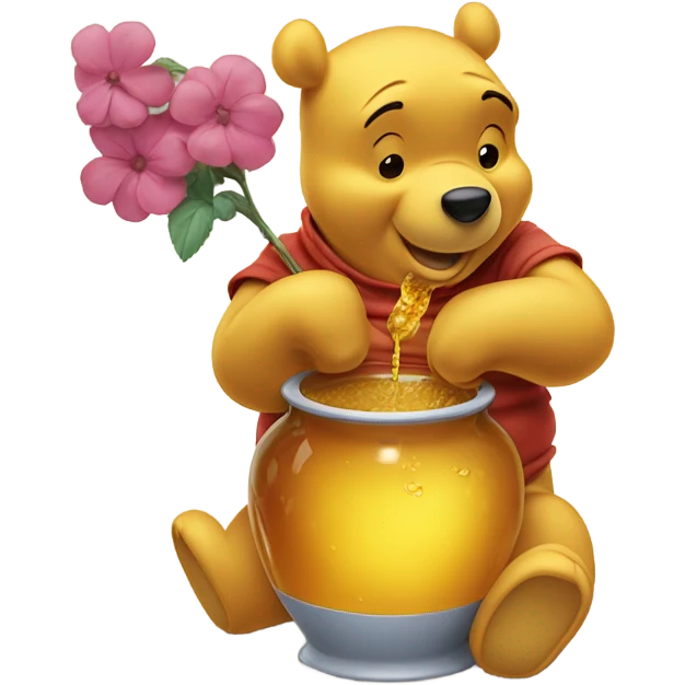 Winnie the Pooh eating out of a vase of honey emoji
