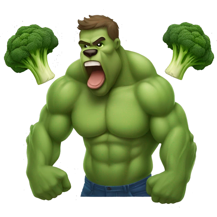 muscular bear man eating a broccoli emoji