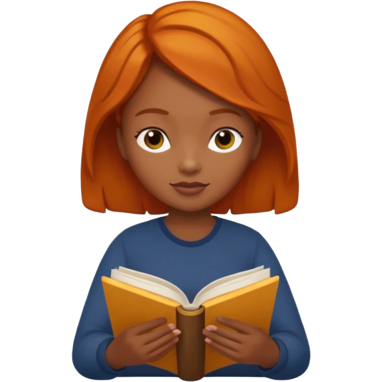 ginger dark girl reading a book emoji