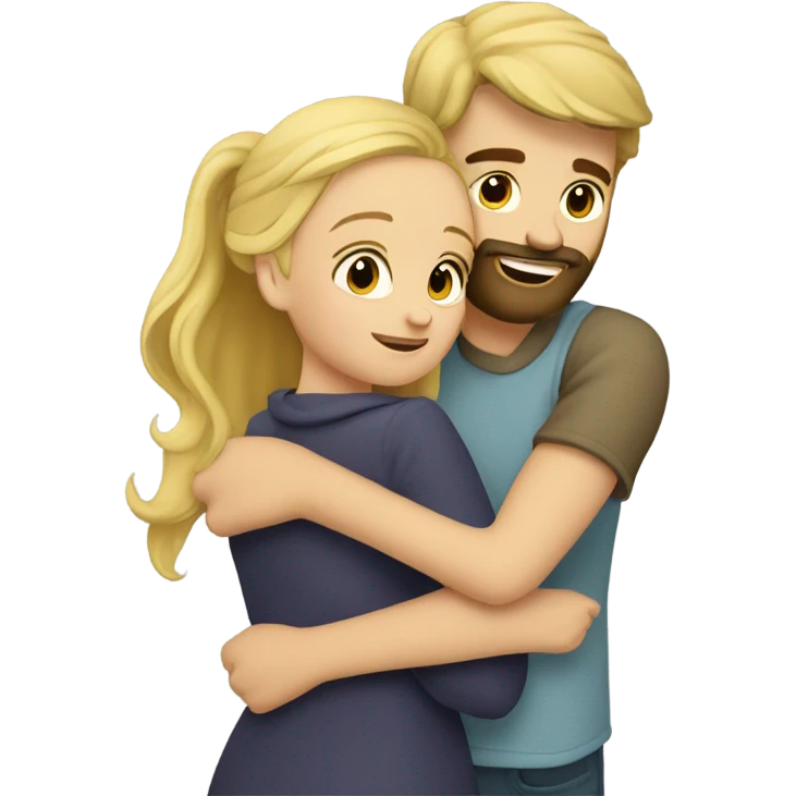 A blonde girl hugs a bearded man emoji