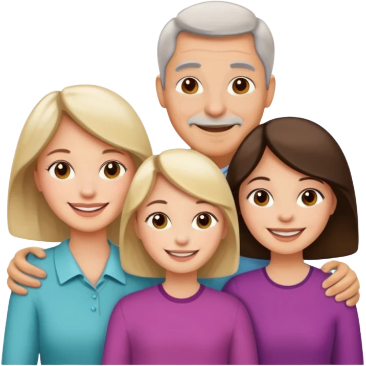 Familia : esposo , esposa , hija mayor , hija menor. emoji