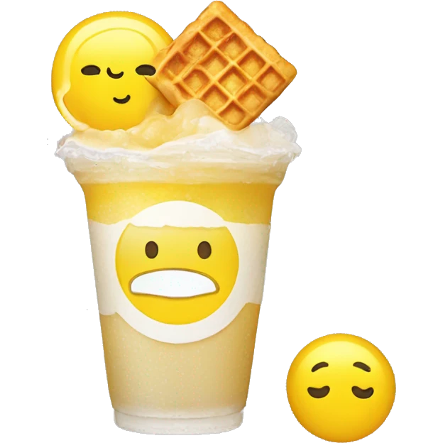 Happy lemon drink and bubble waffle  emoji