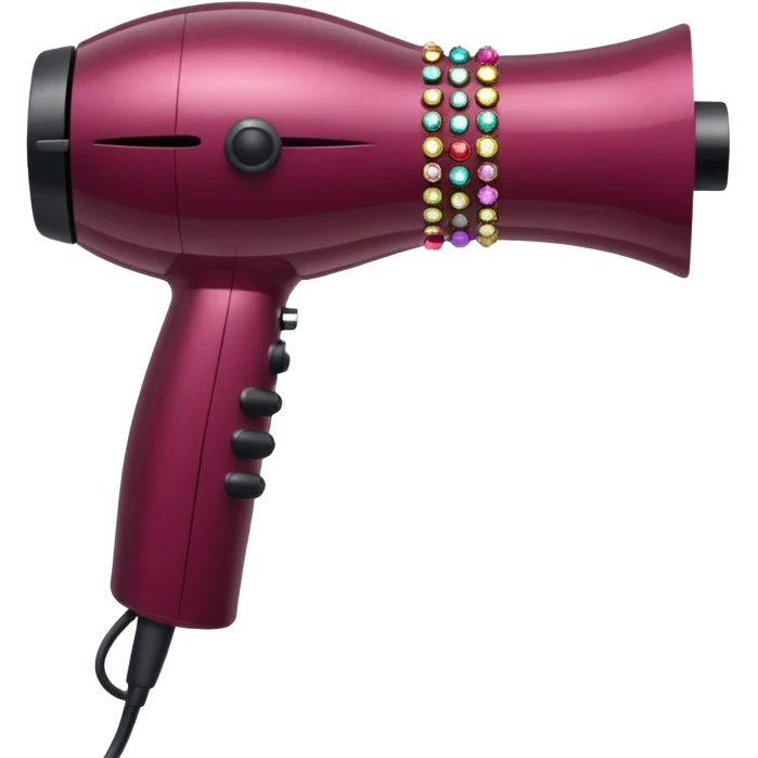 burgundy blow dryer covered in gems emoji
