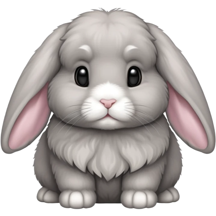 gray mini holland lop bunny emoji