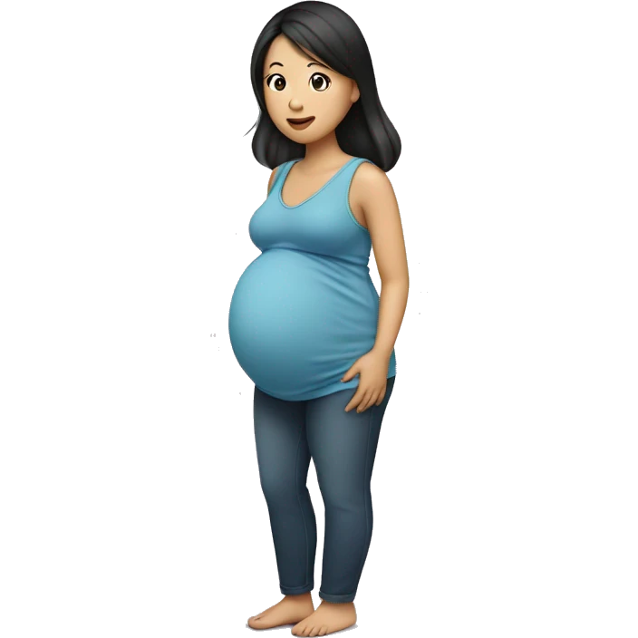 Pregnant woman looks asian emoji