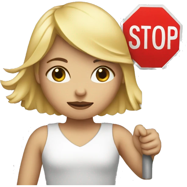 blond Girl holding a stop sign emoji